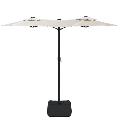 vidaXL Doppel-Sonnenschirm Sandweiß 316x145 cm
