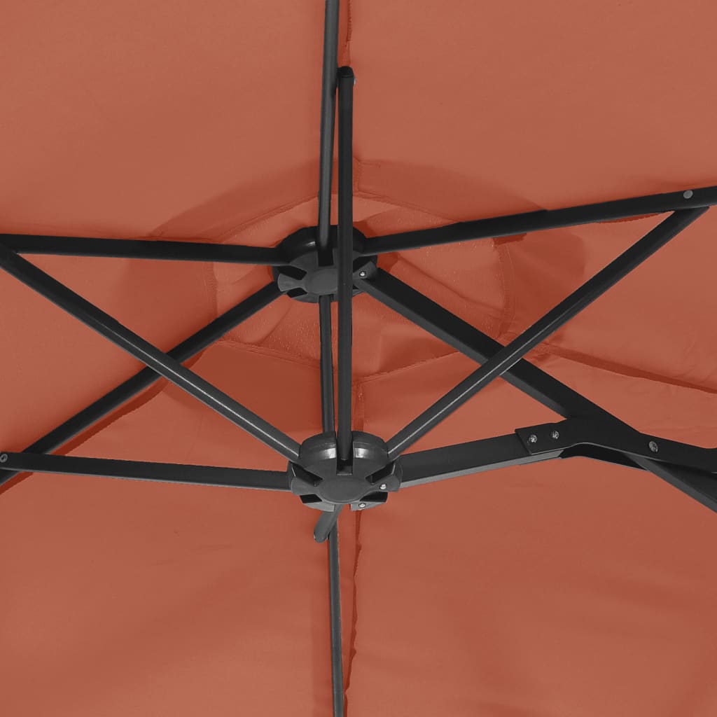 vidaXL Doppel-Sonnenschirm Terrakottarot 316x145 cm