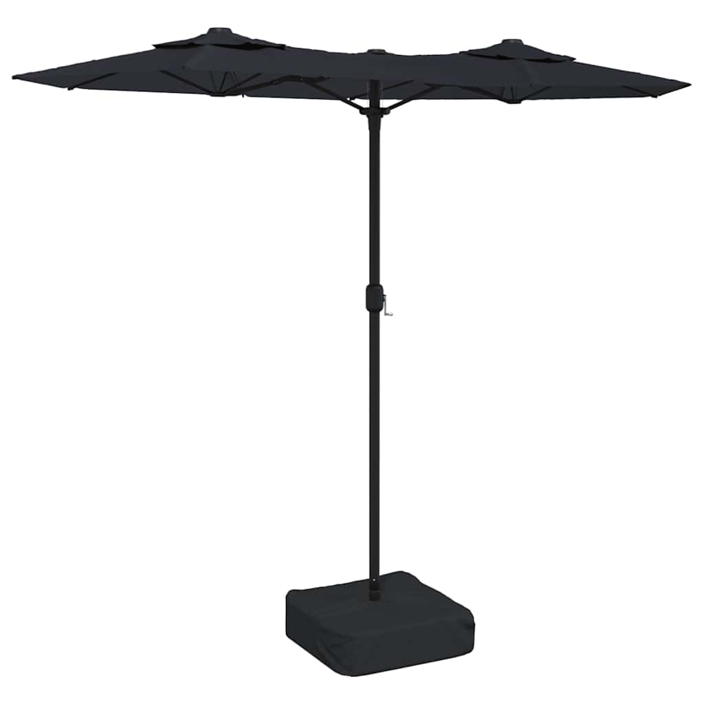 vidaXL Doppel-Sonnenschirm Schwarz 316x145 cm