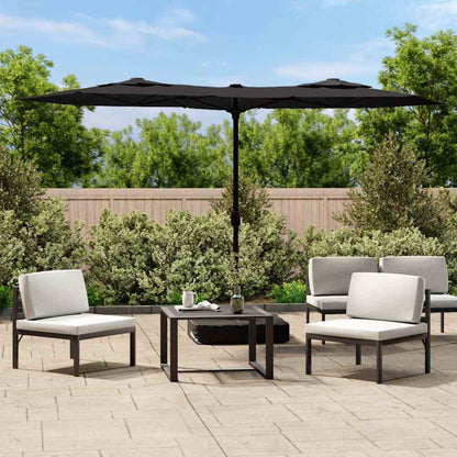 vidaXL Doppel-Sonnenschirm Schwarz 316x145 cm