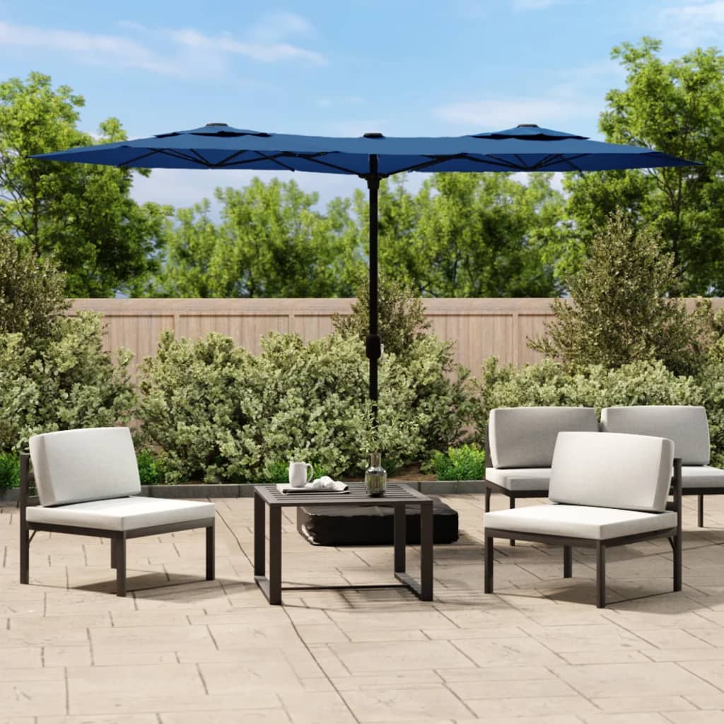 vidaXL Doppel-Sonnenschirm Azurblau 316x145 cm