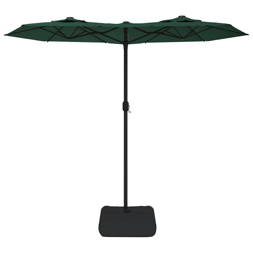 vidaXL Doppel-Sonnenschirm mit LED-Leuchten Grün 316x145 cm