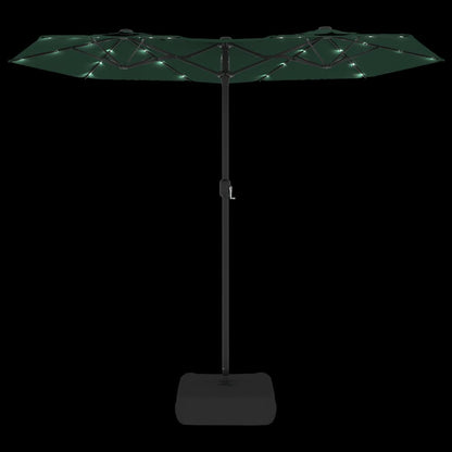 vidaXL Doppel-Sonnenschirm mit LED-Leuchten Grün 316x145 cm