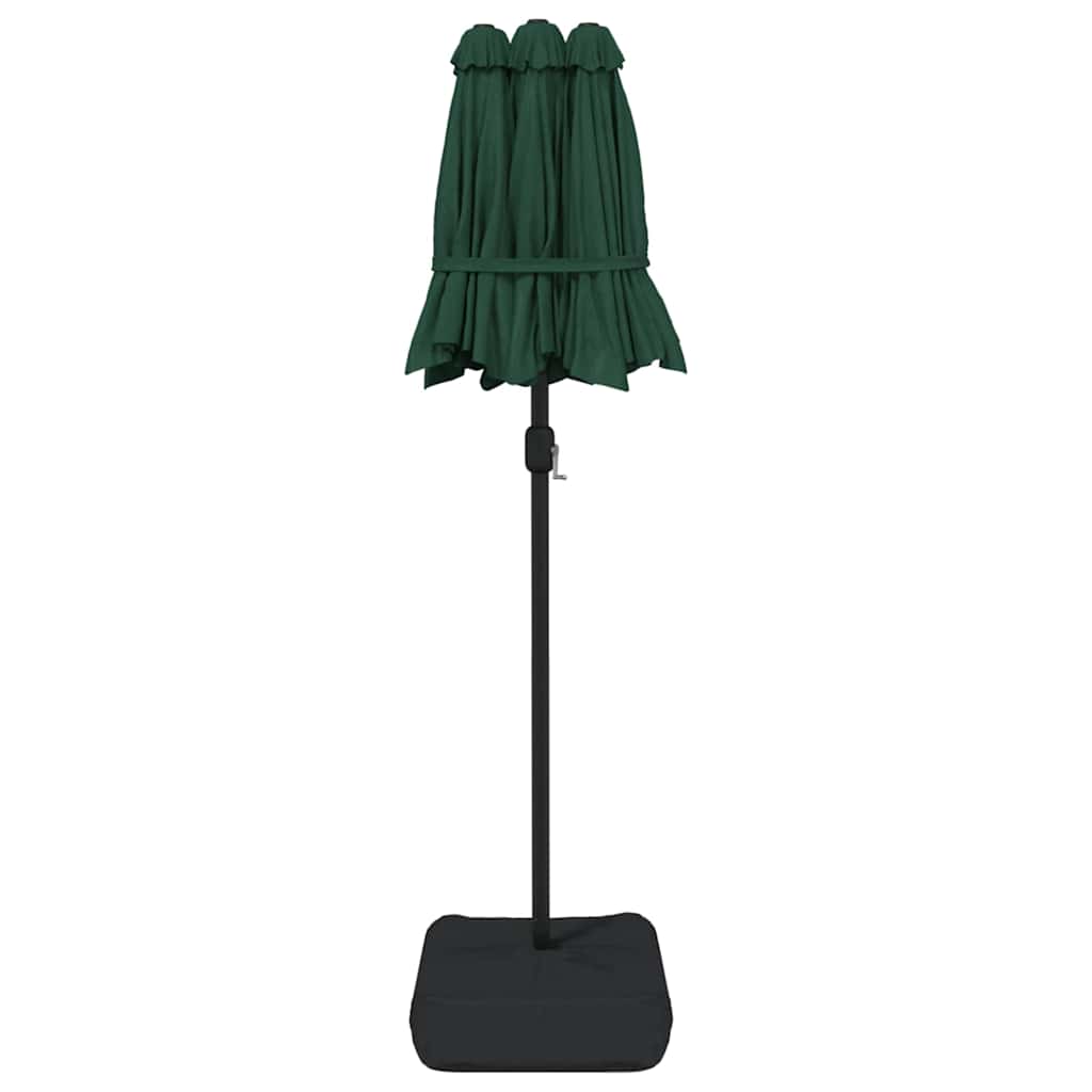 vidaXL Doppel-Sonnenschirm mit LED-Leuchten Grün 316x145 cm