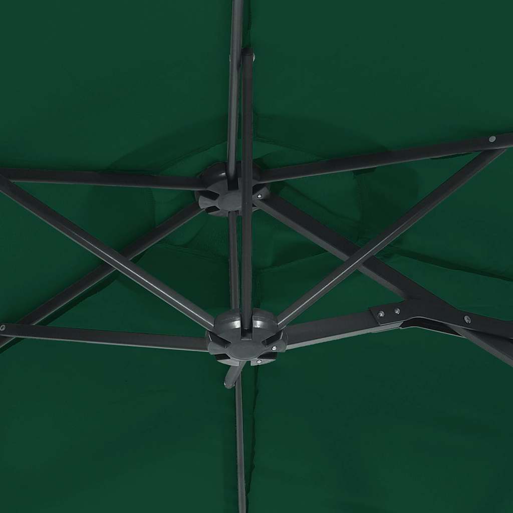 vidaXL Doppel-Sonnenschirm mit LED-Leuchten Grün 316x145 cm
