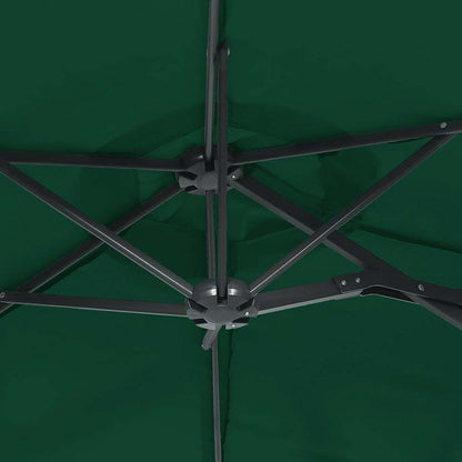 vidaXL Doppel-Sonnenschirm mit LED-Leuchten Grün 316x145 cm