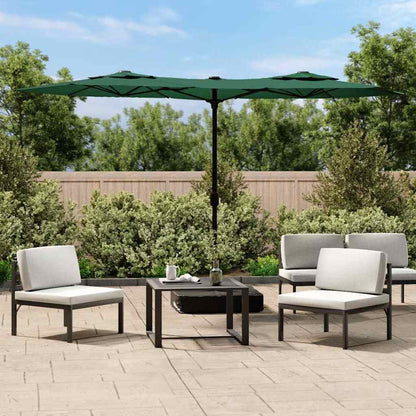 vidaXL Doppel-Sonnenschirm mit LED-Leuchten Grün 316x145 cm