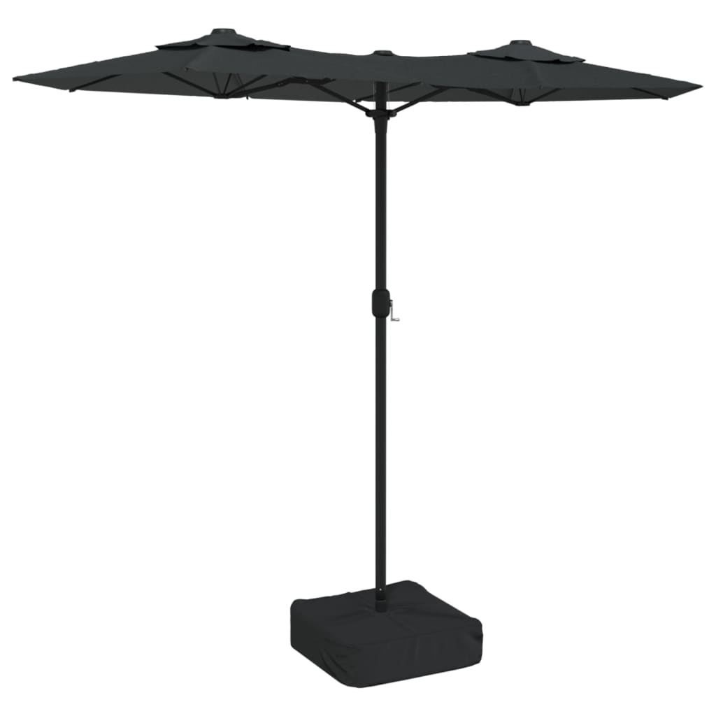 vidaXL Doppel-Sonnenschirm mit LED-Leuchten Anthrazit 316x145 cm