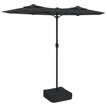 vidaXL Doppel-Sonnenschirm mit LED-Leuchten Anthrazit 316x145 cm