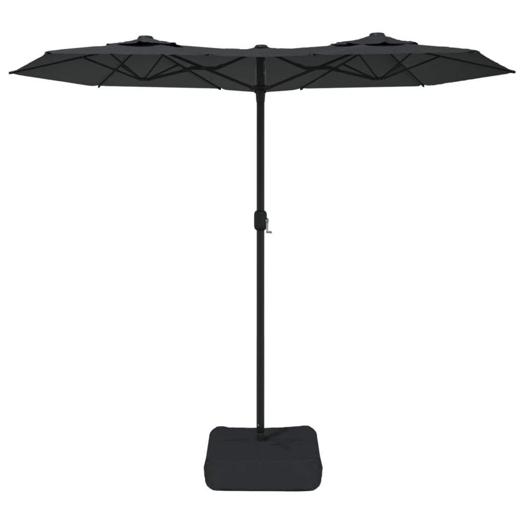 vidaXL Doppel-Sonnenschirm mit LED-Leuchten Anthrazit 316x145 cm