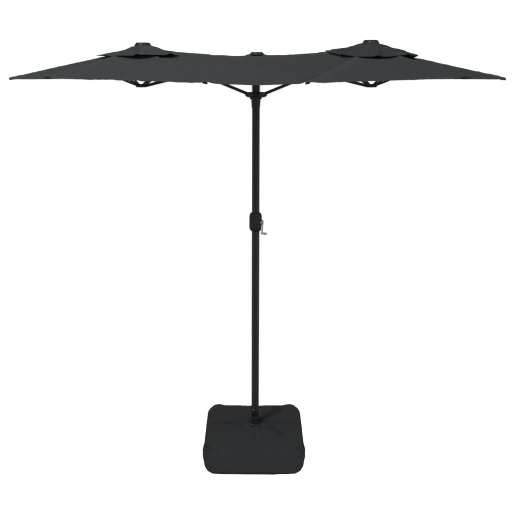 vidaXL Doppel-Sonnenschirm mit LED-Leuchten Anthrazit 316x145 cm