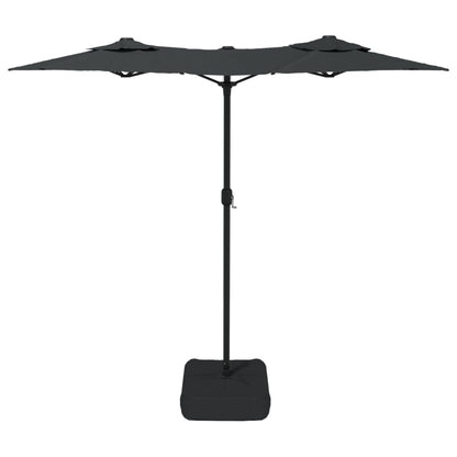 vidaXL Doppel-Sonnenschirm mit LED-Leuchten Anthrazit 316x145 cm