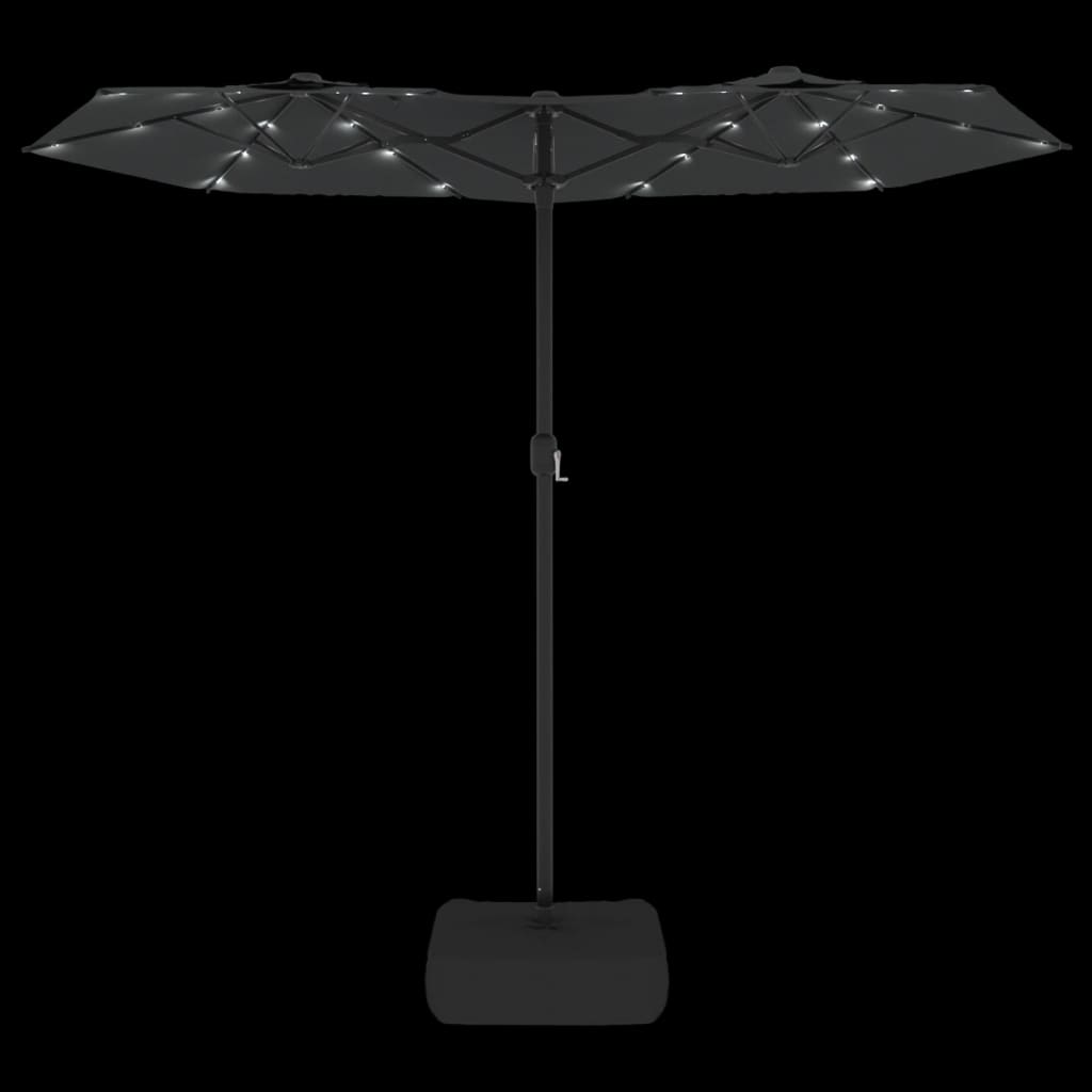 vidaXL Doppel-Sonnenschirm mit LED-Leuchten Anthrazit 316x145 cm