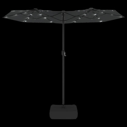 vidaXL Doppel-Sonnenschirm mit LED-Leuchten Anthrazit 316x145 cm