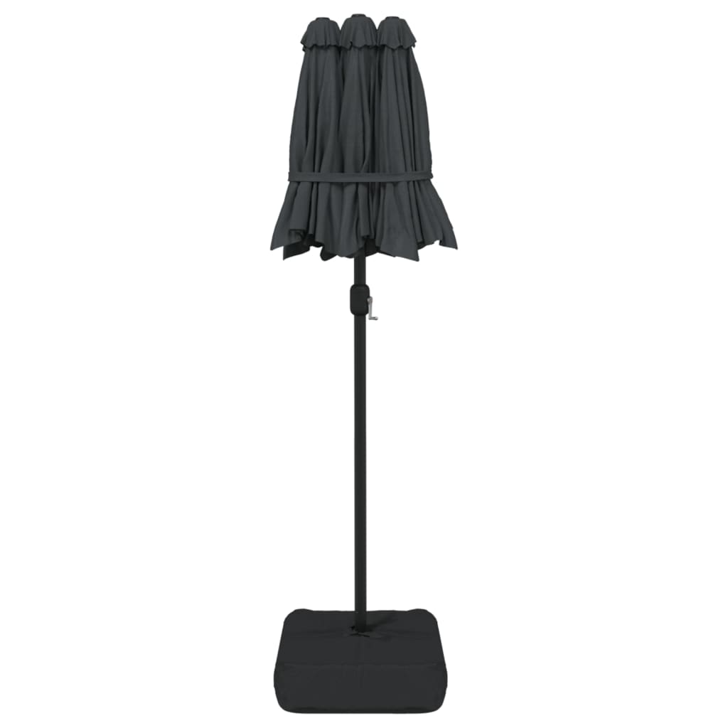 vidaXL Doppel-Sonnenschirm mit LED-Leuchten Anthrazit 316x145 cm