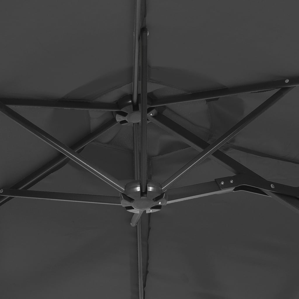 vidaXL Doppel-Sonnenschirm mit LED-Leuchten Anthrazit 316x145 cm