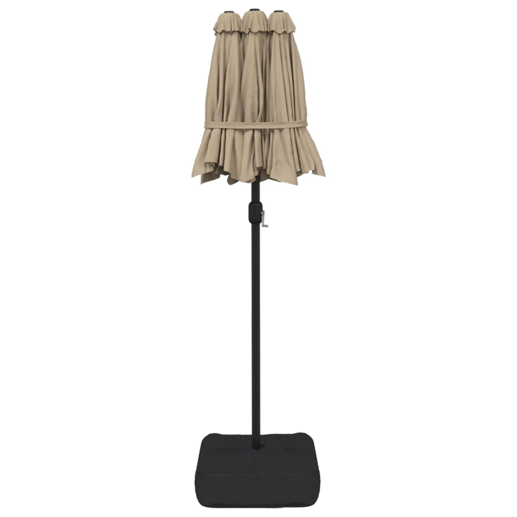 vidaXL Doppel-Sonnenschirm mit LED-Leuchten Taupe 316x145 cm