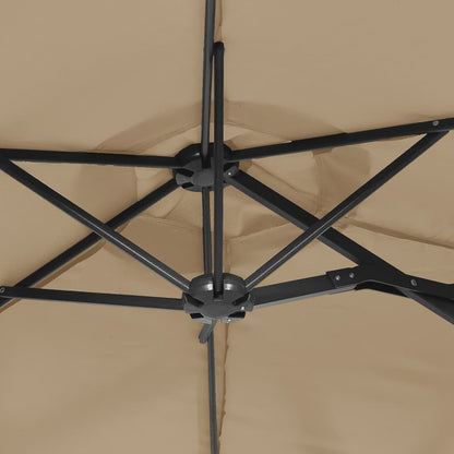 vidaXL Doppel-Sonnenschirm mit LED-Leuchten Taupe 316x145 cm