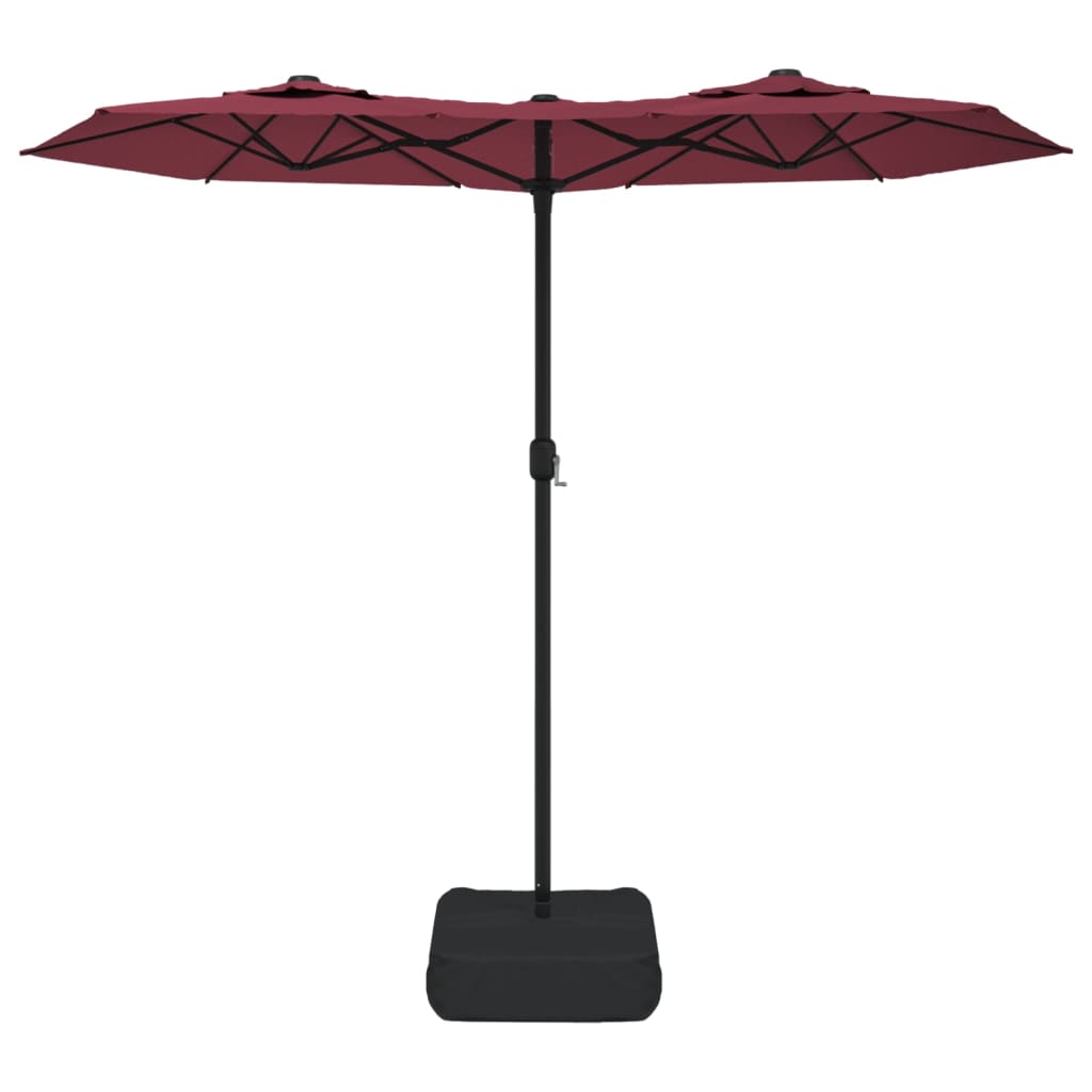vidaXL Doppel-Sonnenschirm mit LED-Leuchten Bordeauxrot 316x145 cm