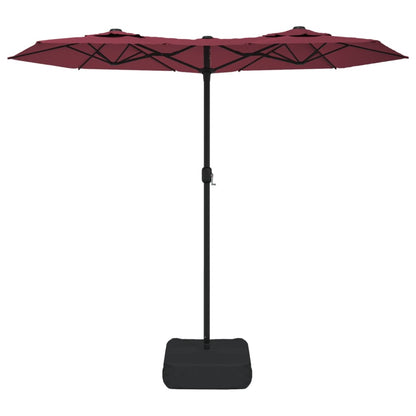 vidaXL Doppel-Sonnenschirm mit LED-Leuchten Bordeauxrot 316x145 cm