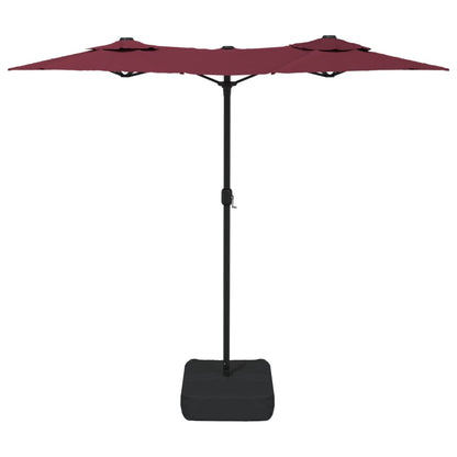 vidaXL Doppel-Sonnenschirm mit LED-Leuchten Bordeauxrot 316x145 cm