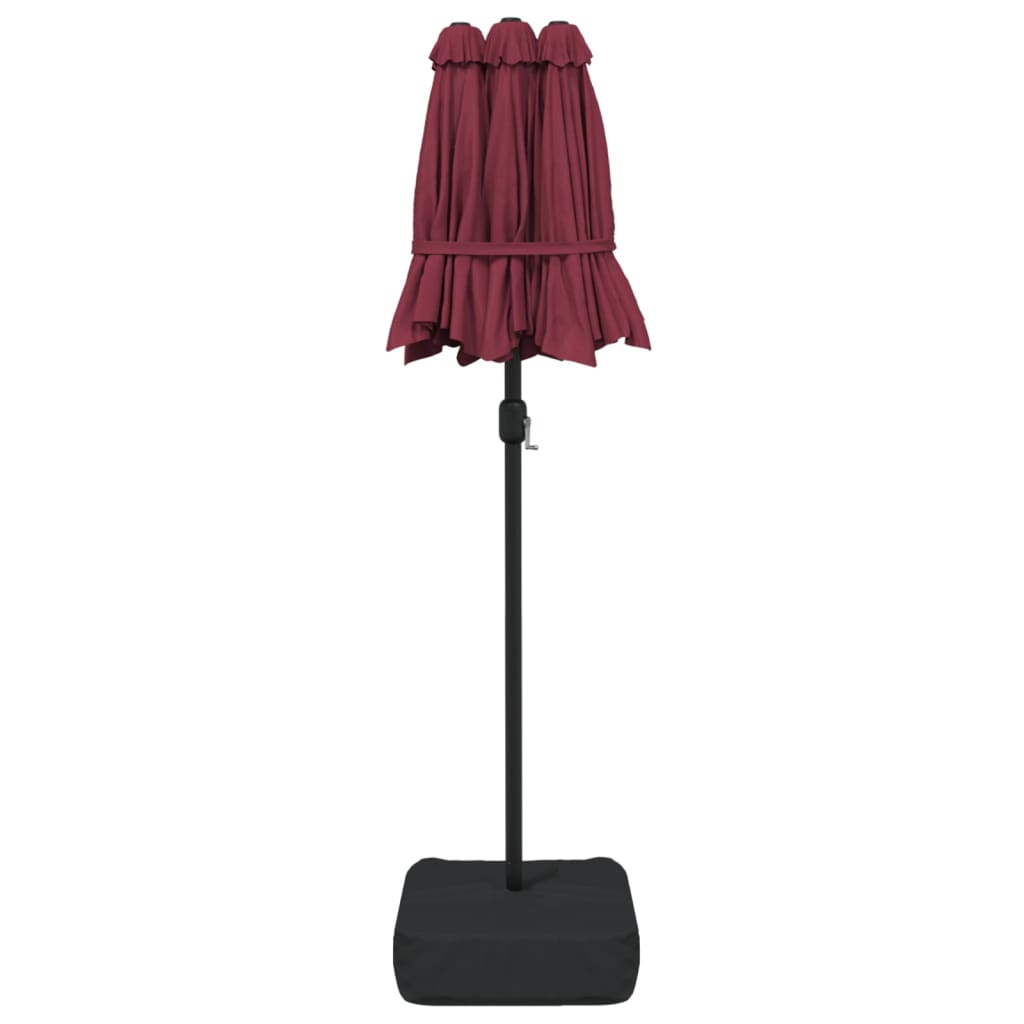 vidaXL Doppel-Sonnenschirm mit LED-Leuchten Bordeauxrot 316x145 cm