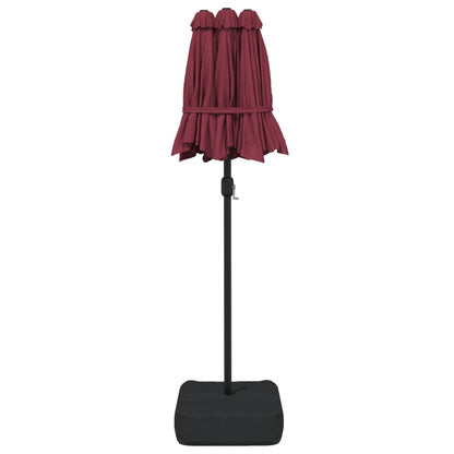 vidaXL Doppel-Sonnenschirm mit LED-Leuchten Bordeauxrot 316x145 cm
