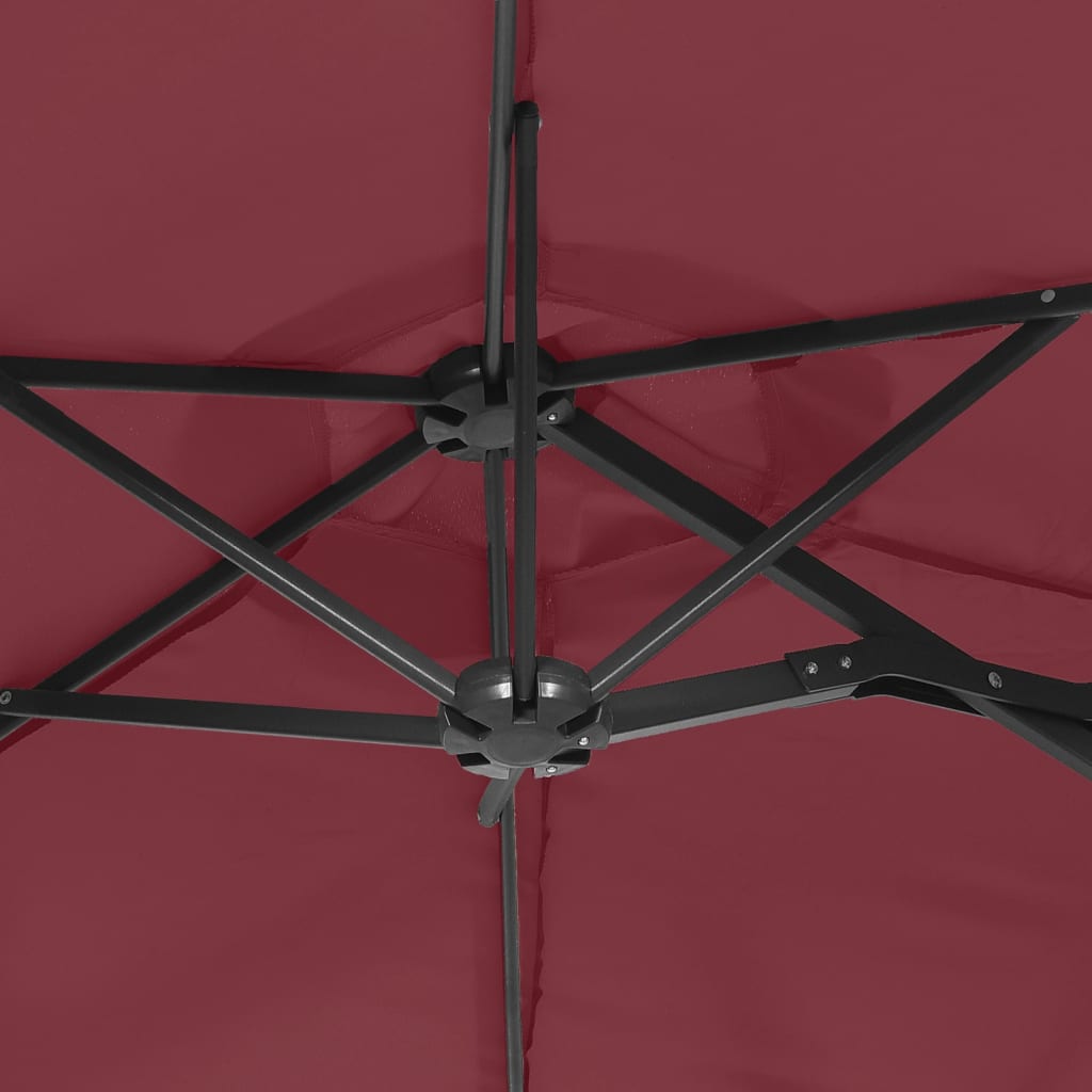 vidaXL Doppel-Sonnenschirm mit LED-Leuchten Bordeauxrot 316x145 cm