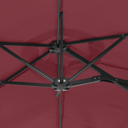 vidaXL Doppel-Sonnenschirm mit LED-Leuchten Bordeauxrot 316x145 cm