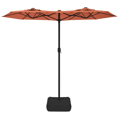 vidaXL Doppel-Sonnenschirm mit LED-Leuchten Terrakottarot 316x145 cm