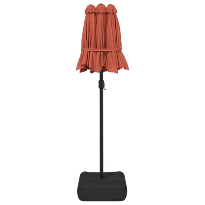 vidaXL Doppel-Sonnenschirm mit LED-Leuchten Terrakottarot 316x145 cm