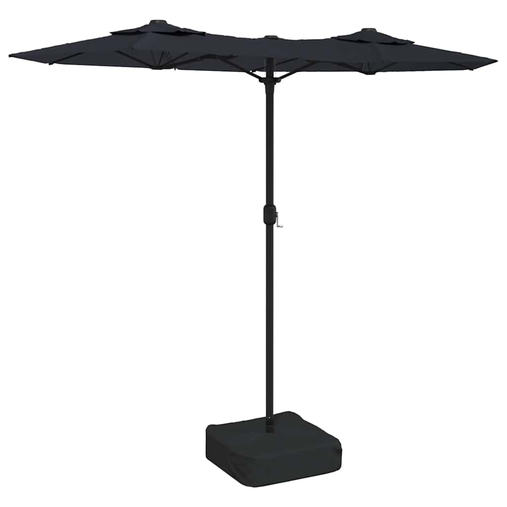 vidaXL Doppel-Sonnenschirm mit LED-Leuchten Schwarz 316x145 cm