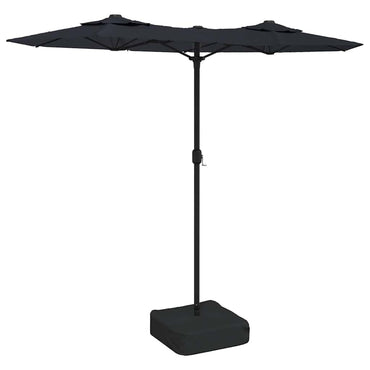 vidaXL Doppel-Sonnenschirm mit LED-Leuchten Schwarz 316x145 cm