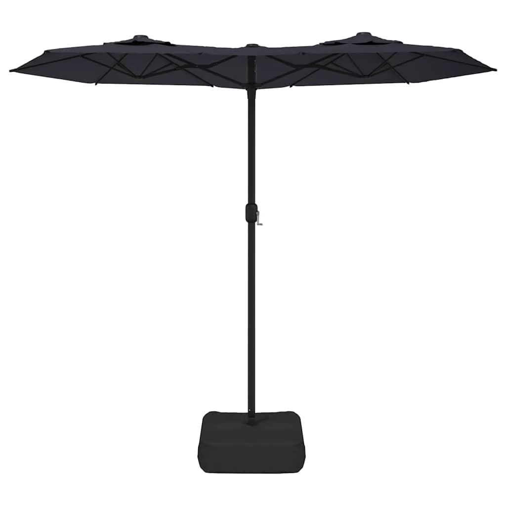 vidaXL Doppel-Sonnenschirm mit LED-Leuchten Schwarz 316x145 cm