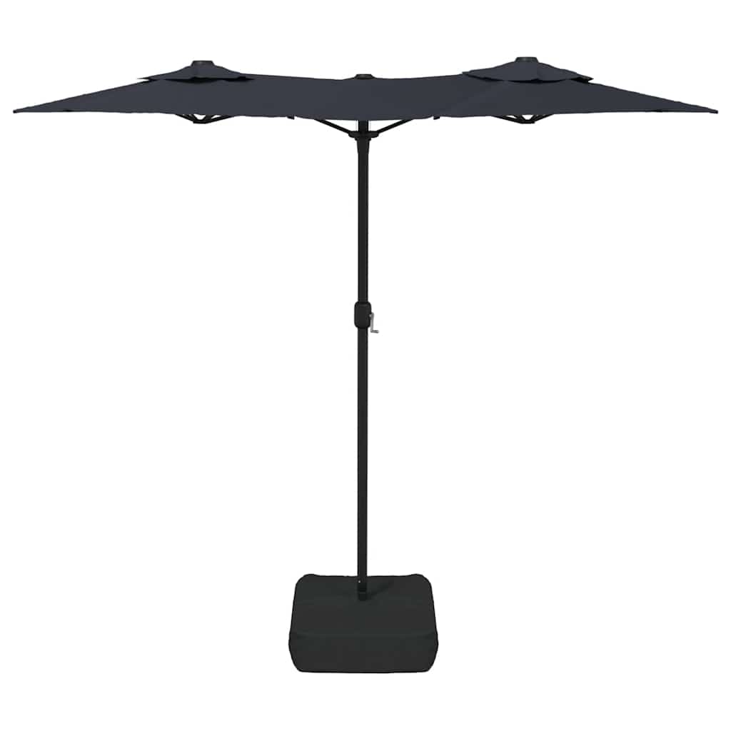 vidaXL Doppel-Sonnenschirm mit LED-Leuchten Schwarz 316x145 cm