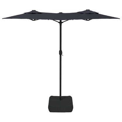 vidaXL Doppel-Sonnenschirm mit LED-Leuchten Schwarz 316x145 cm