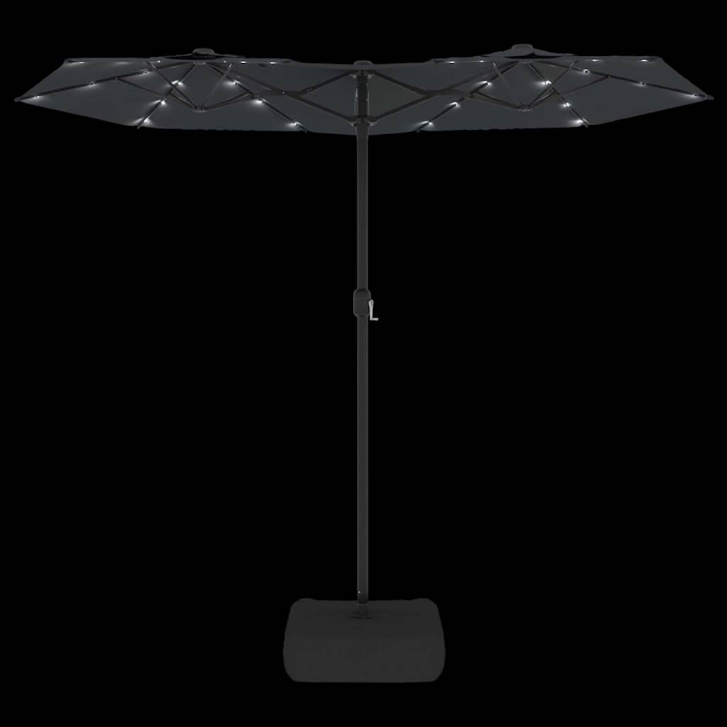 vidaXL Doppel-Sonnenschirm mit LED-Leuchten Schwarz 316x145 cm