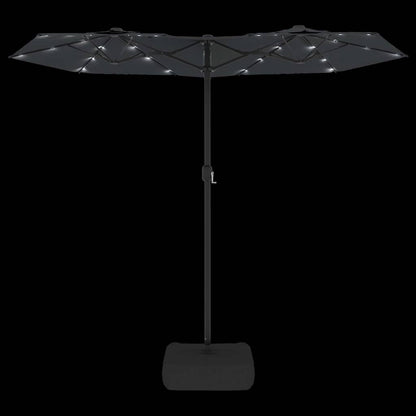 vidaXL Doppel-Sonnenschirm mit LED-Leuchten Schwarz 316x145 cm