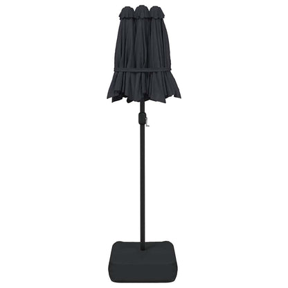 vidaXL Doppel-Sonnenschirm mit LED-Leuchten Schwarz 316x145 cm