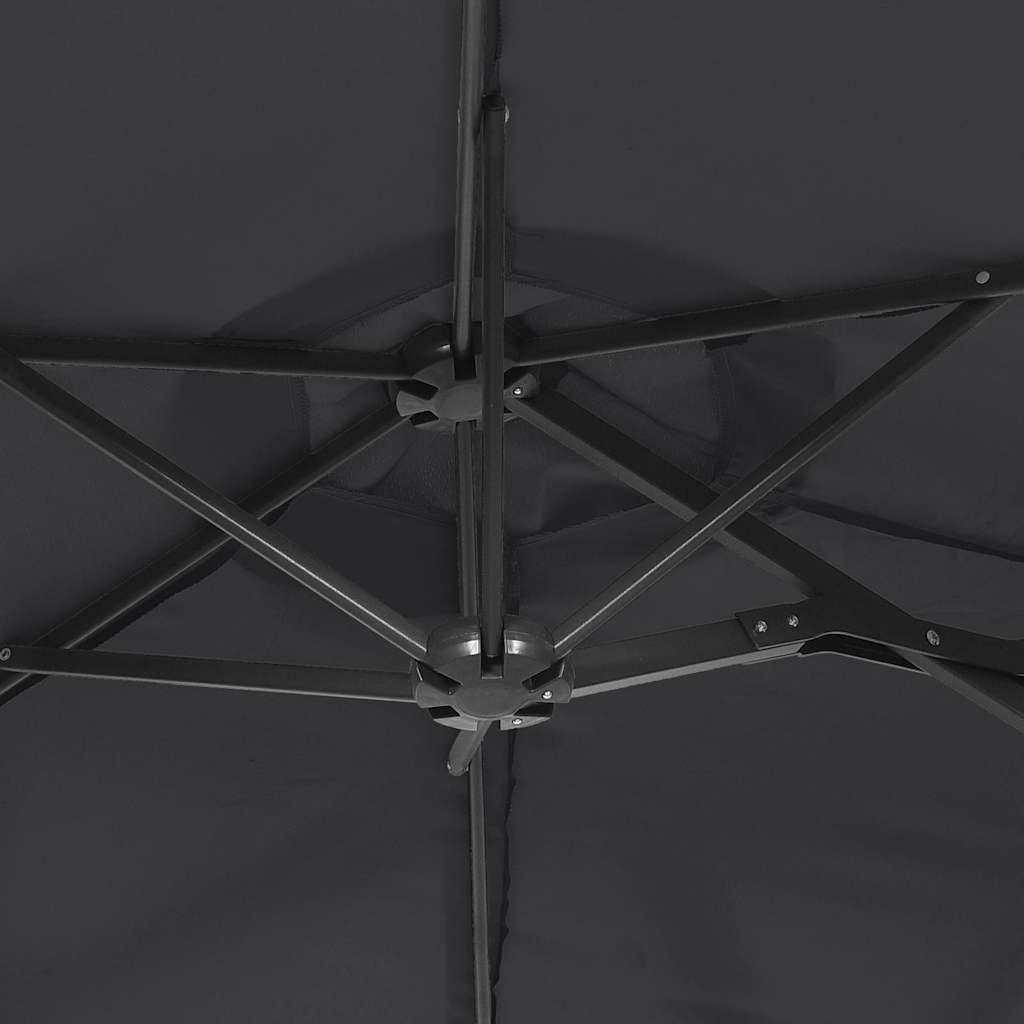 vidaXL Doppel-Sonnenschirm mit LED-Leuchten Schwarz 316x145 cm