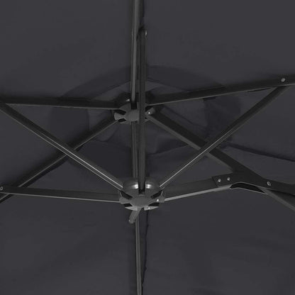 vidaXL Doppel-Sonnenschirm mit LED-Leuchten Schwarz 316x145 cm