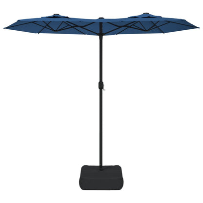 vidaXL Doppel-Sonnenschirm mit LED-Leuchten Azurblau 316x145 cm