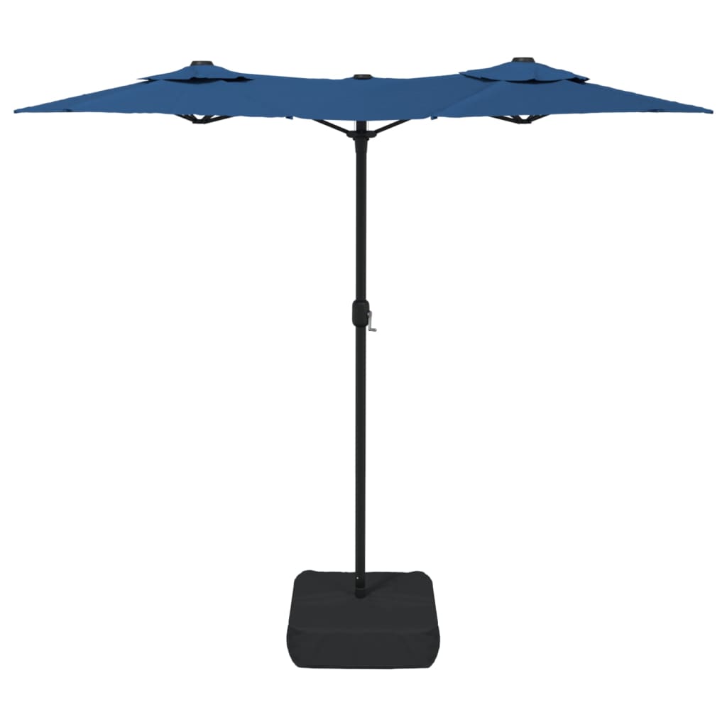 vidaXL Doppel-Sonnenschirm mit LED-Leuchten Azurblau 316x145 cm