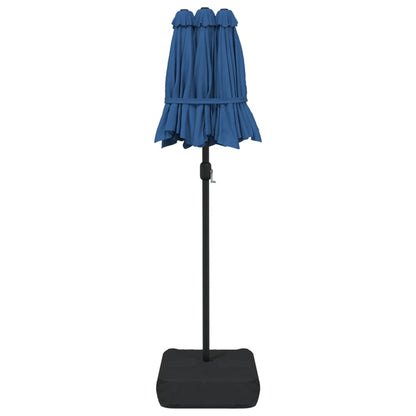 vidaXL Doppel-Sonnenschirm mit LED-Leuchten Azurblau 316x145 cm