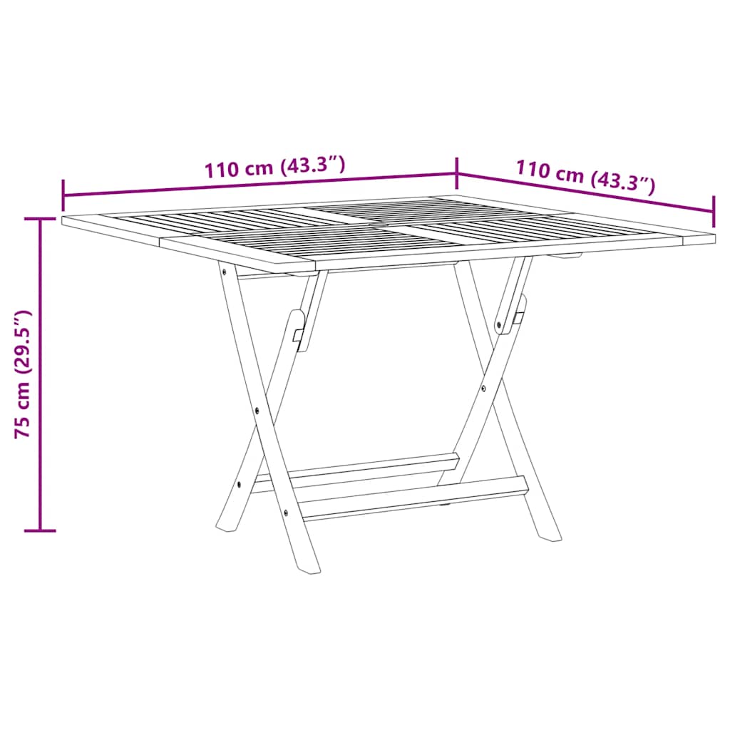 vidaXL Gartentisch Klappbar 110x110x75 cm Massivholz Teak