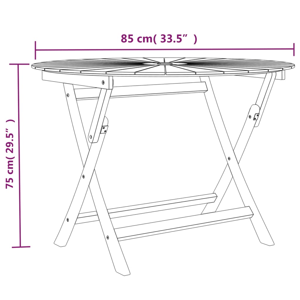 vidaXL Gartentisch Klappbar Ø 85x75 cm Massivholz Teak