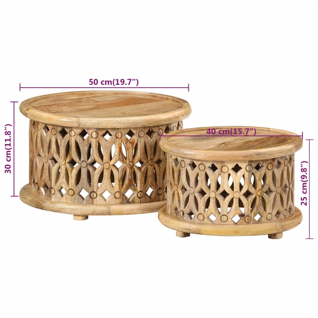 vidaXL 2-tlg. Couchtisch-Set Massivholz Mango