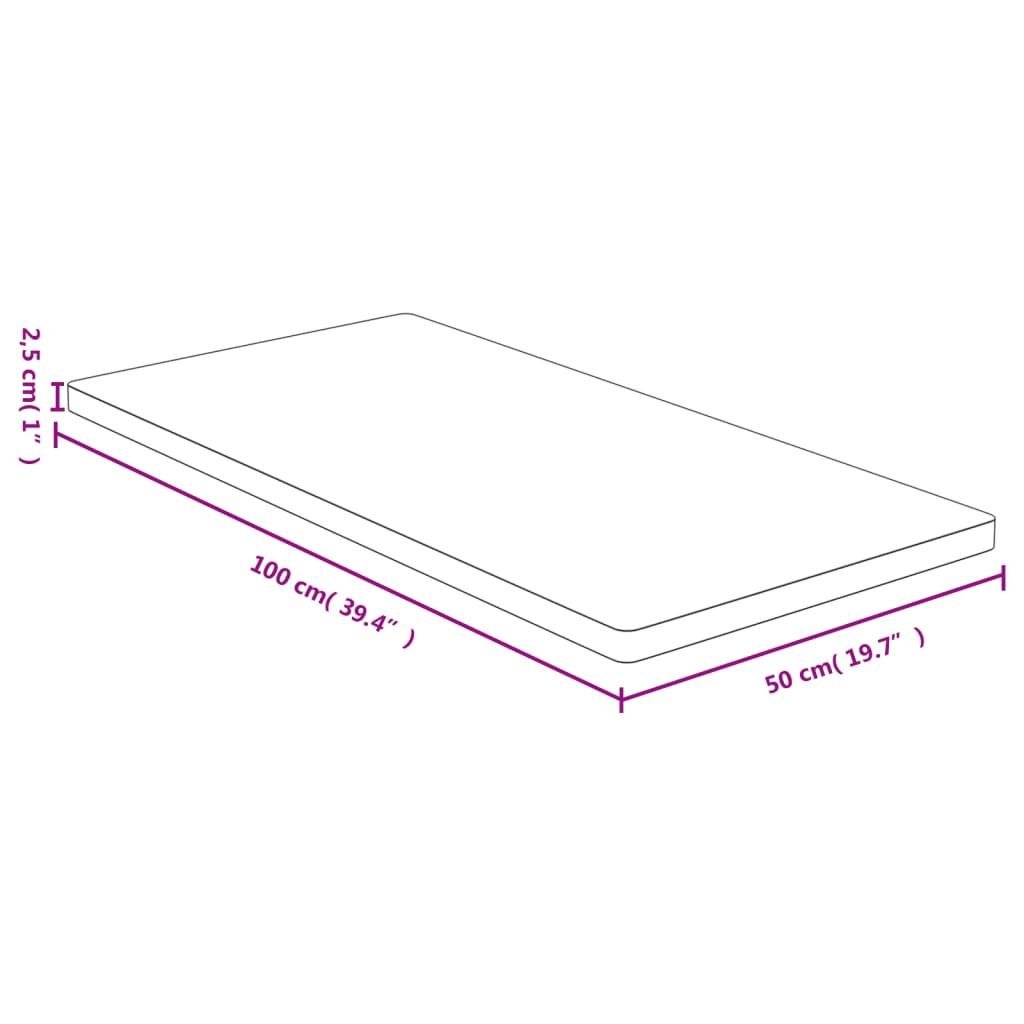 vidaXL Plateau de table 50x100x2,5 cm bambou
