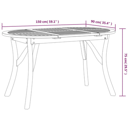 vidaXL Gartentisch 150x90x75 cm Massivholz Akazie