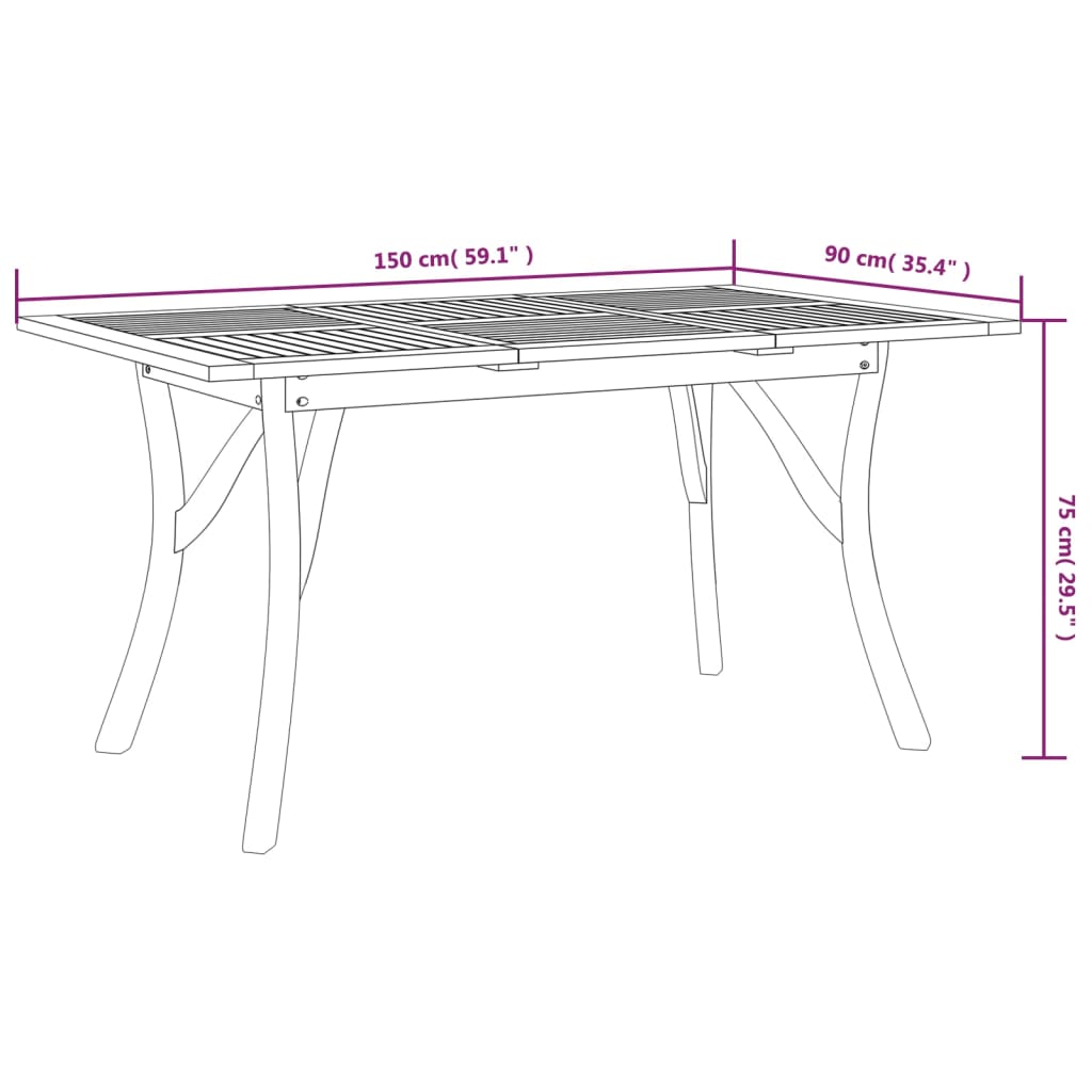 vidaXL Gartentisch 150x90x75 cm Massivholz Akazie